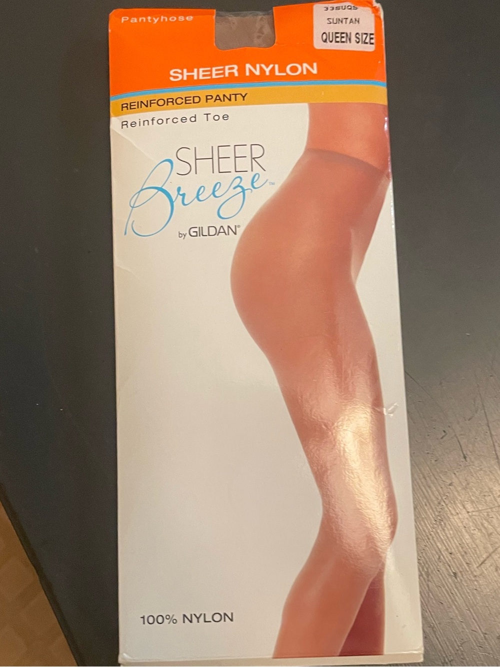 Gildan Sheer Breeze suntan panty hose size queen nylons
